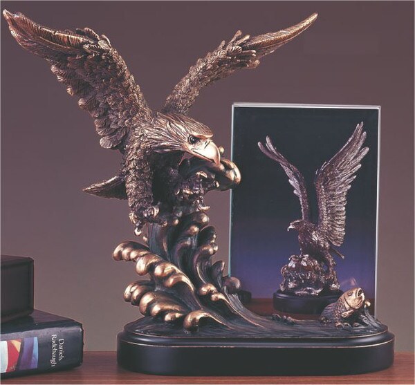 Eagle Picture Frame Sculptural On Waves Proud Bird Commemorative